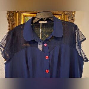 Belle Pogue Retro Valentine's Day Dress with Heart buttons